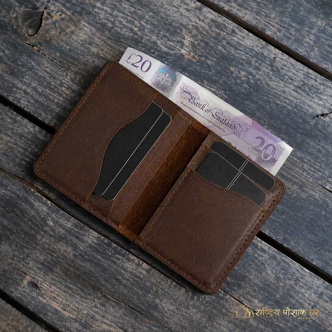 Brown leather wallet with card holders