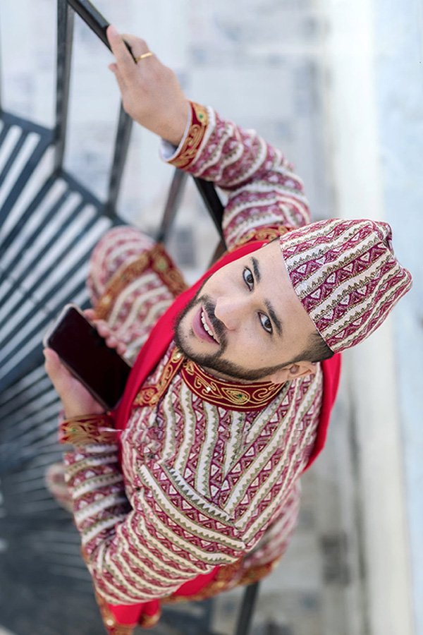 Embroidered Festive Coat with Topi