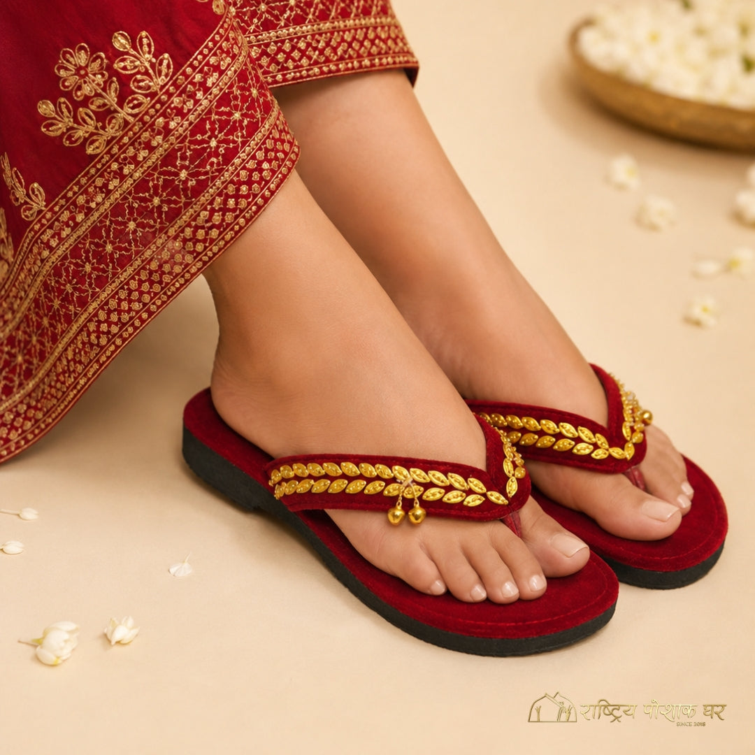 Traditional Velvet Ladies Sandals Slippers
